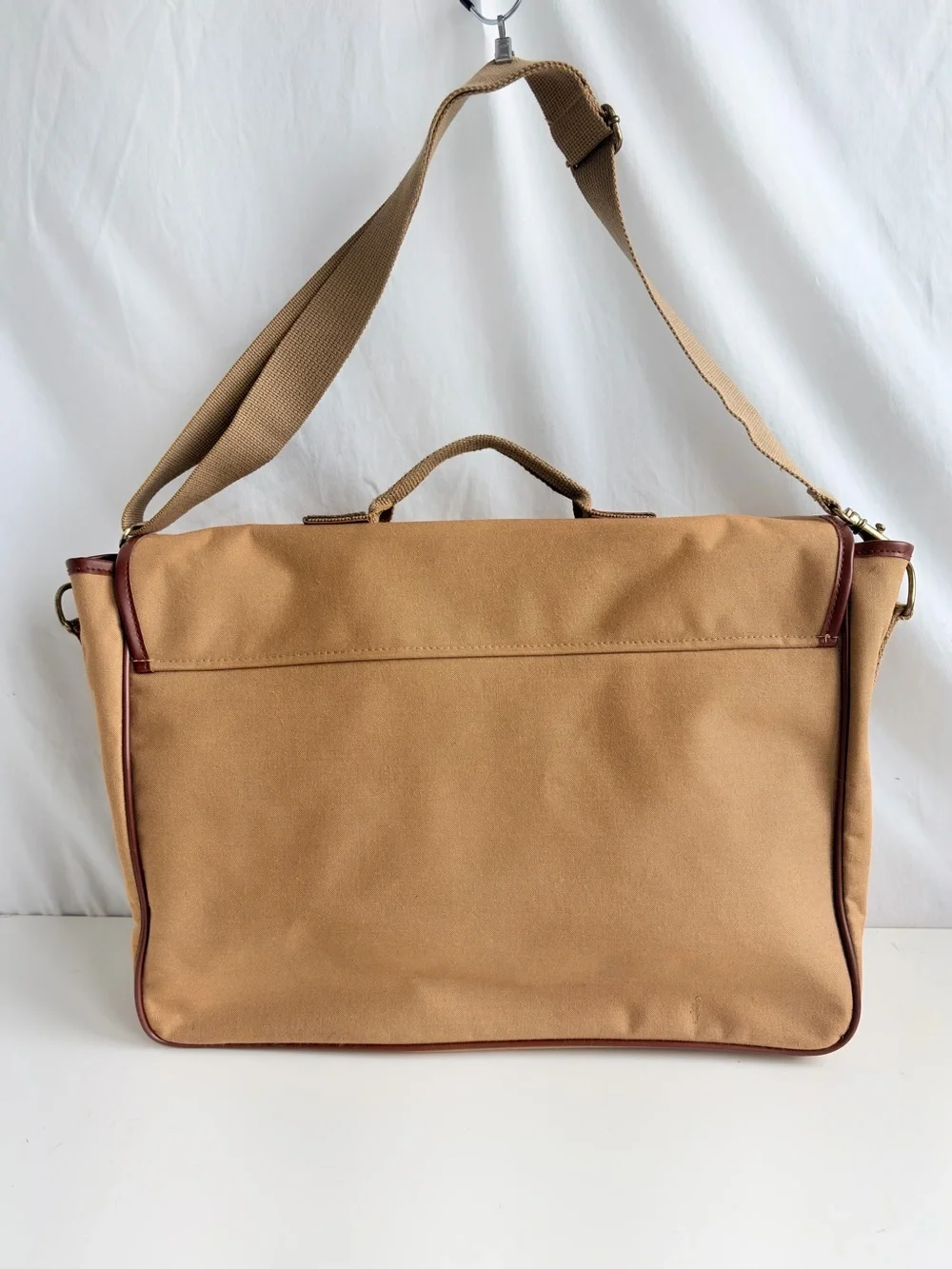 Messenger Safari Bag Tan Canvas Brown Leatherette Straps